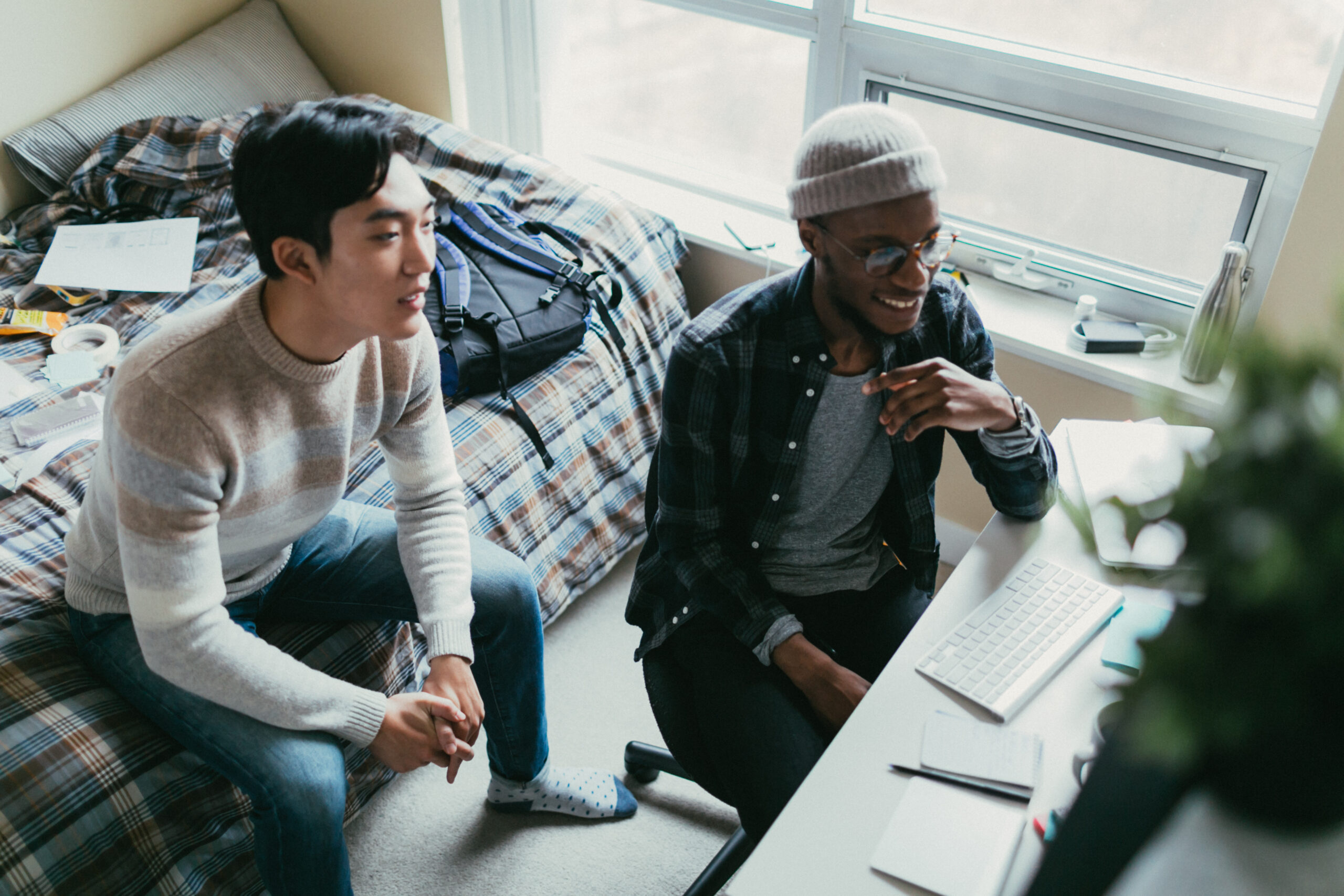 two males in college dorm