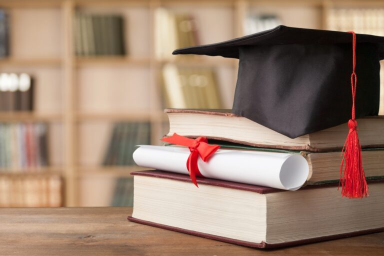 Grad cap and diploma