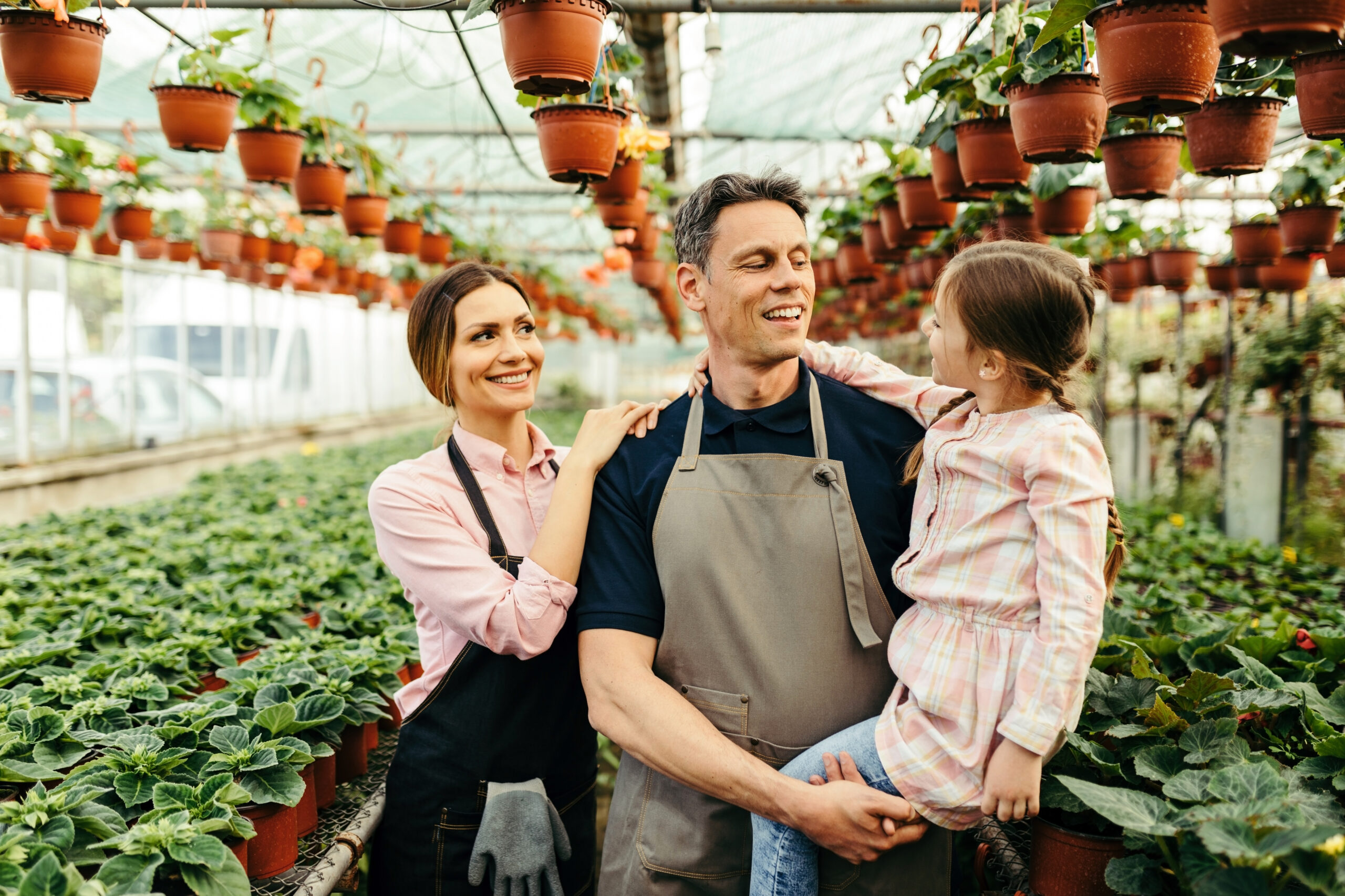 Family in garden center