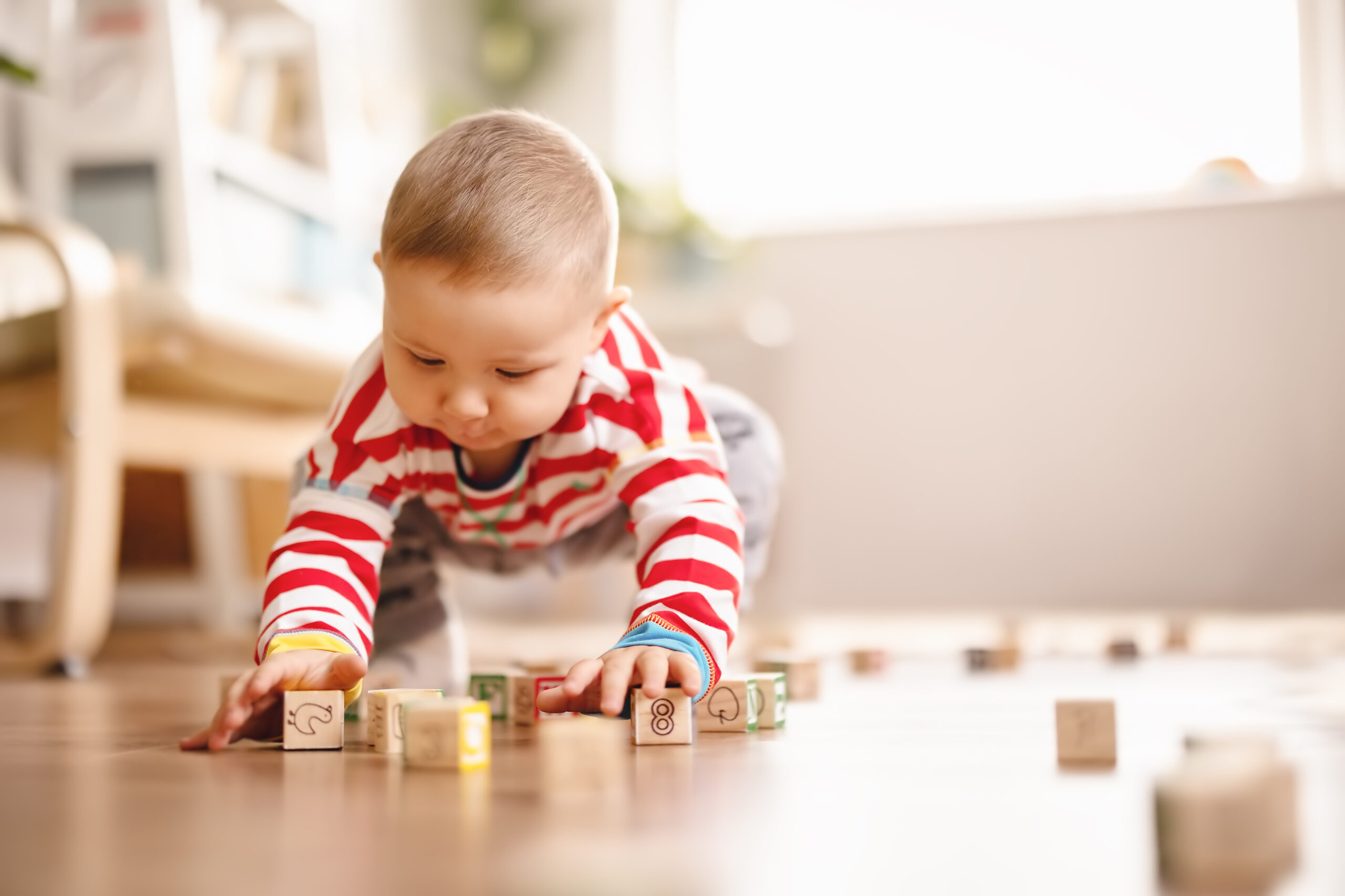 Baby playing with blocks