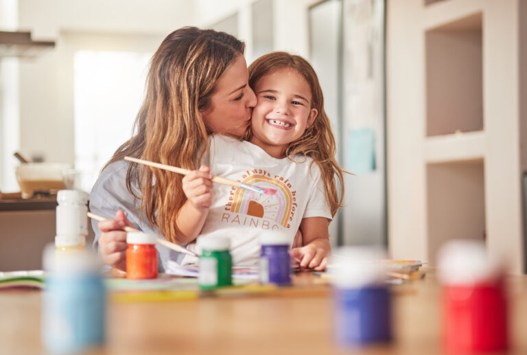 Mother and daughter painting