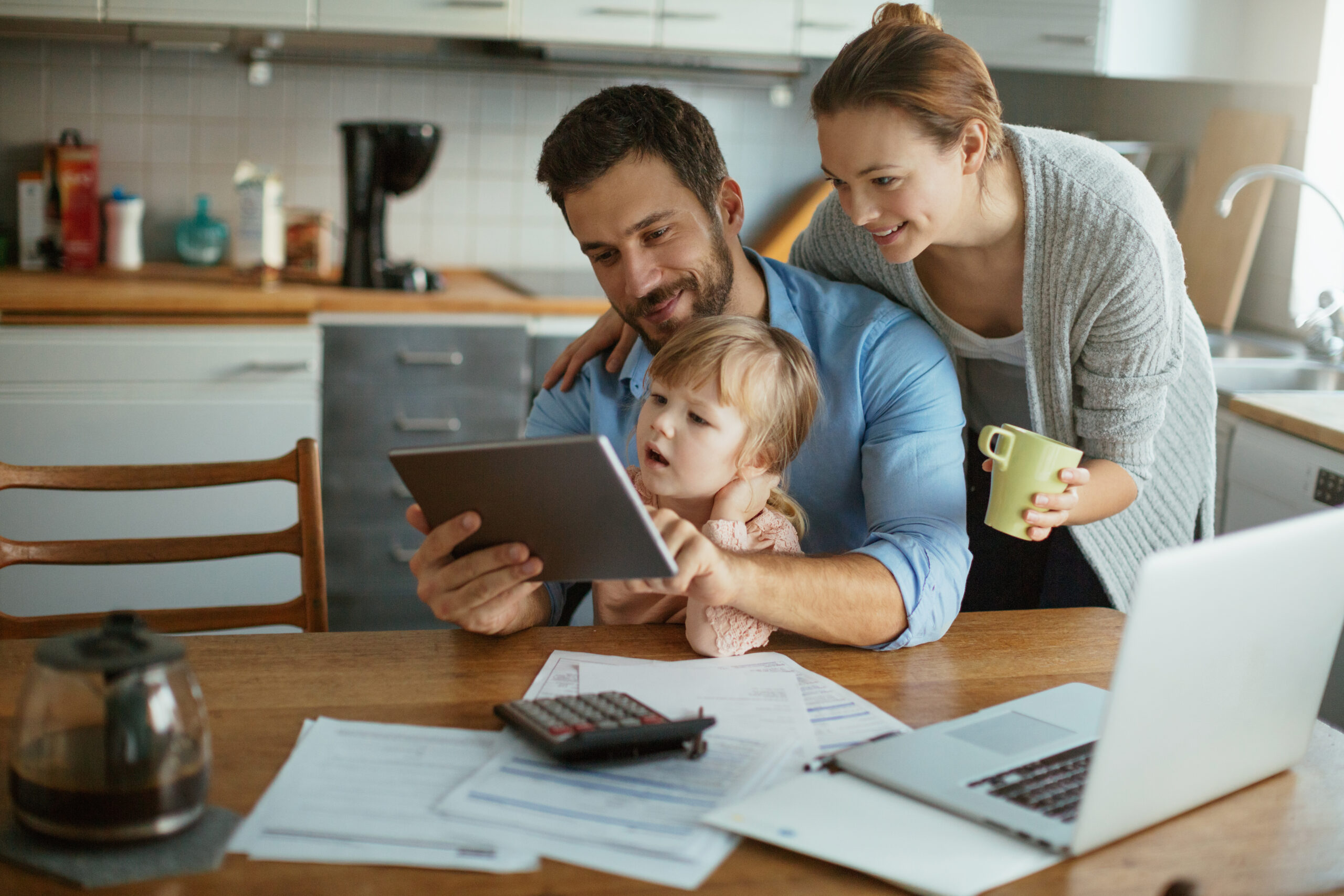 Family working on budget