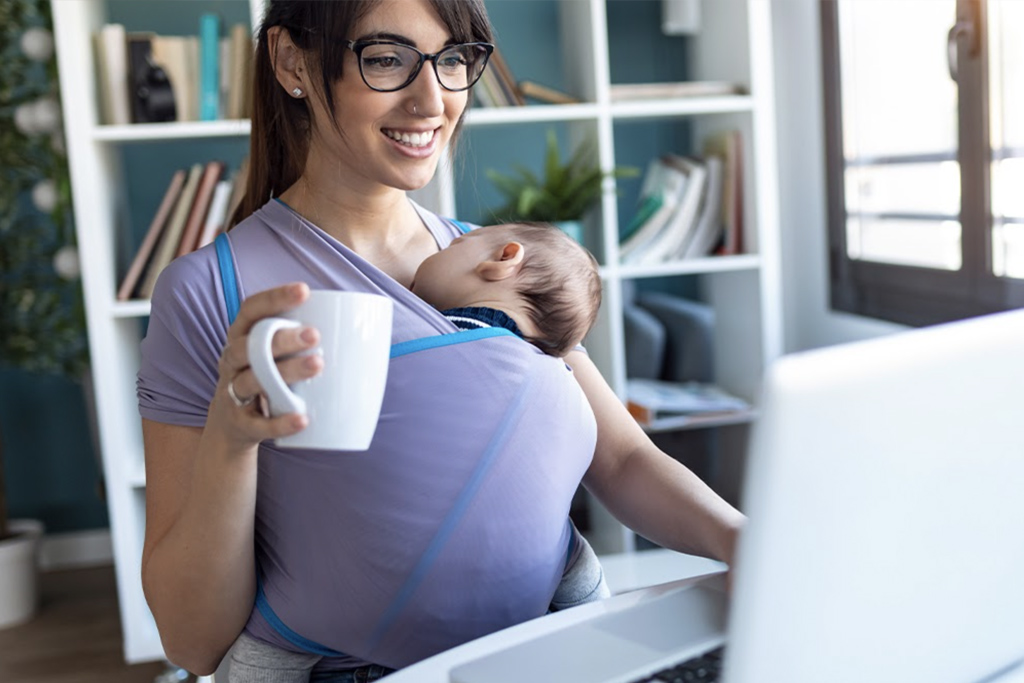 mom holding baby