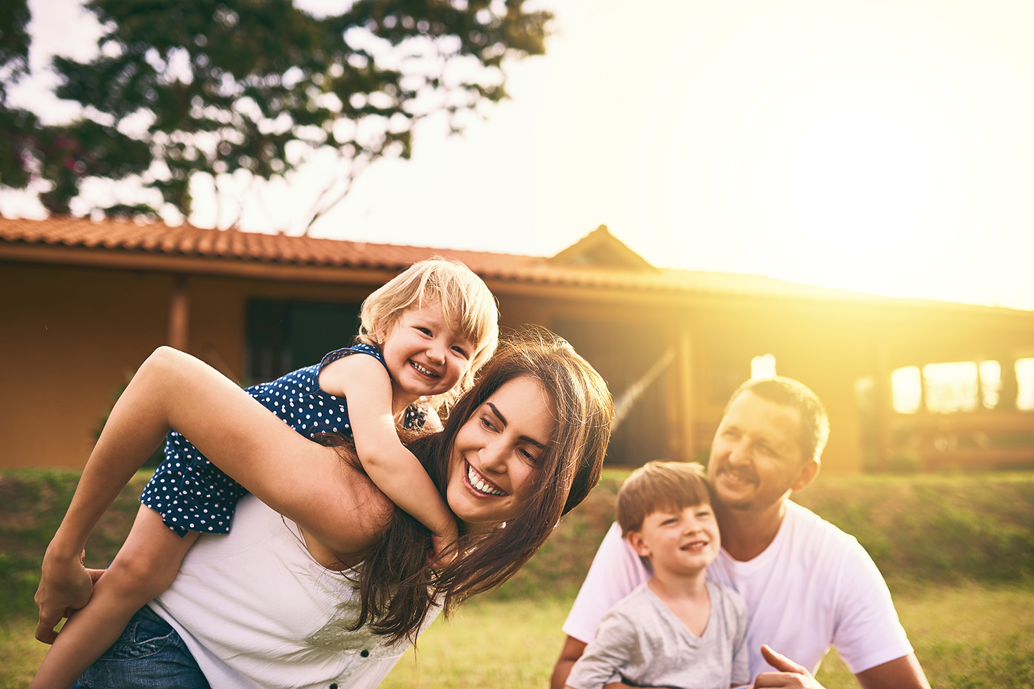 Shot of a happy family bonding together outdoors