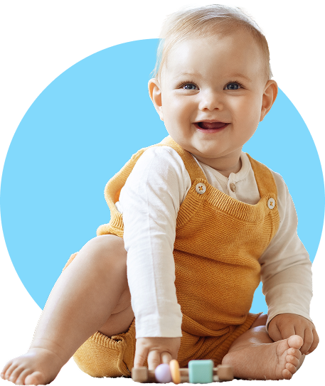 Baby wearing a yellow jumper